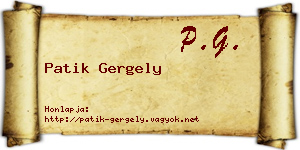 Patik Gergely névjegykártya